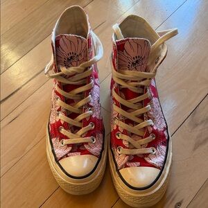 Converse Chuck 70 High “Vintage Floral - University Red High-Top Sz 7 Sneakers